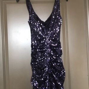 Purple sequence Contour Dress